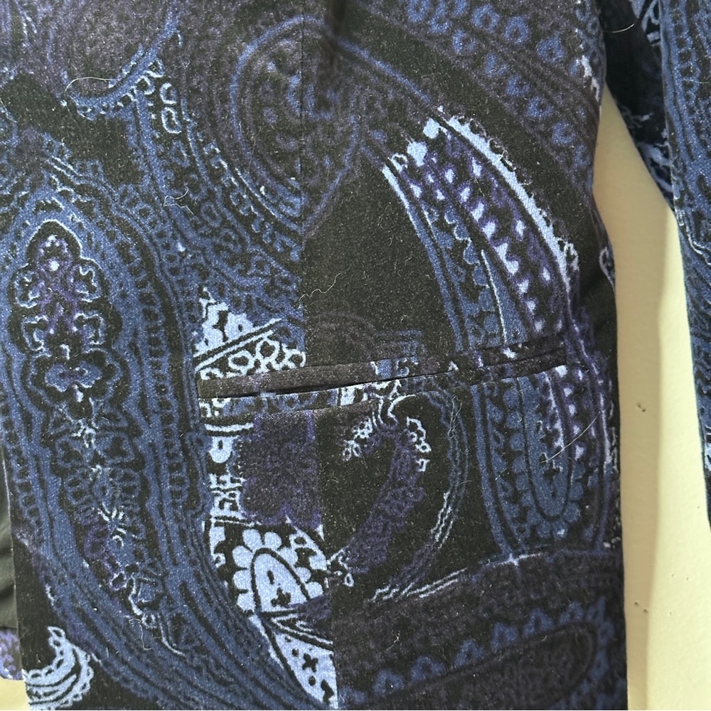 Chico’s Velvet Paisley Blazer 1 M 8/10 Blue - Picture 6 of 12
